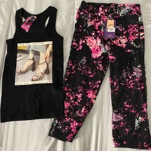Gym Workout Set Racerback Top Laced Pants M Medium